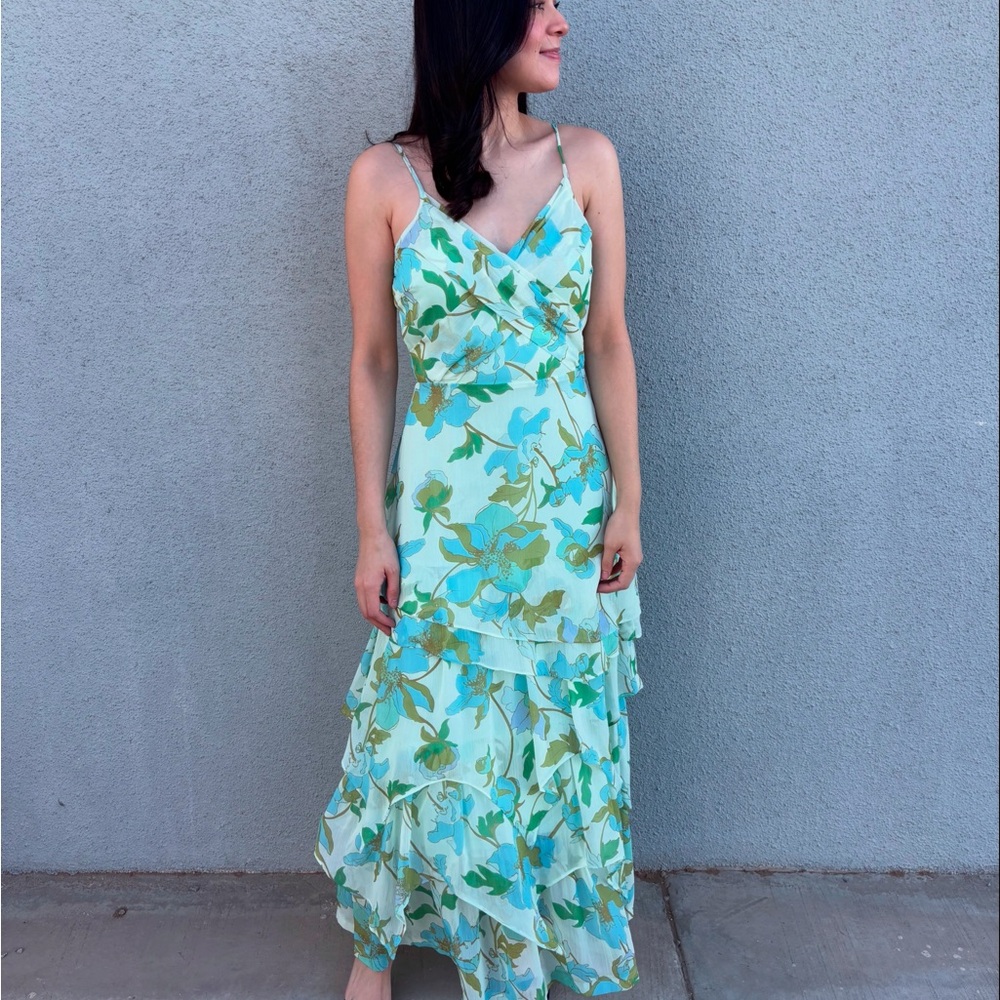 Floral Green and Blue Women's Dress